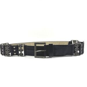 Steve Madden Studded Medallion Belt Large Black Excellent Wide Boho Goth Y2K